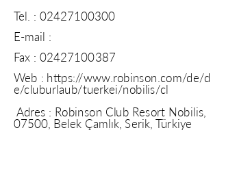 Robinson Club Nobilis iletiim bilgileri